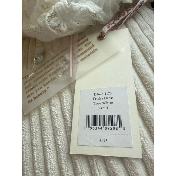 LoveShackFancy Trisha Ruffled Lace Mini Dress True White Size 4 NWT - Picture 5 of 6